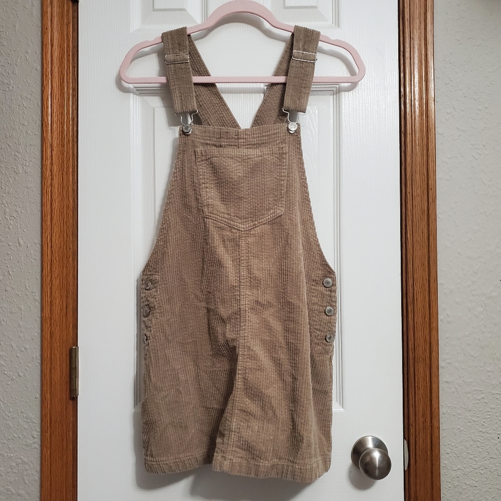 Tan Corduroy Overall Dress